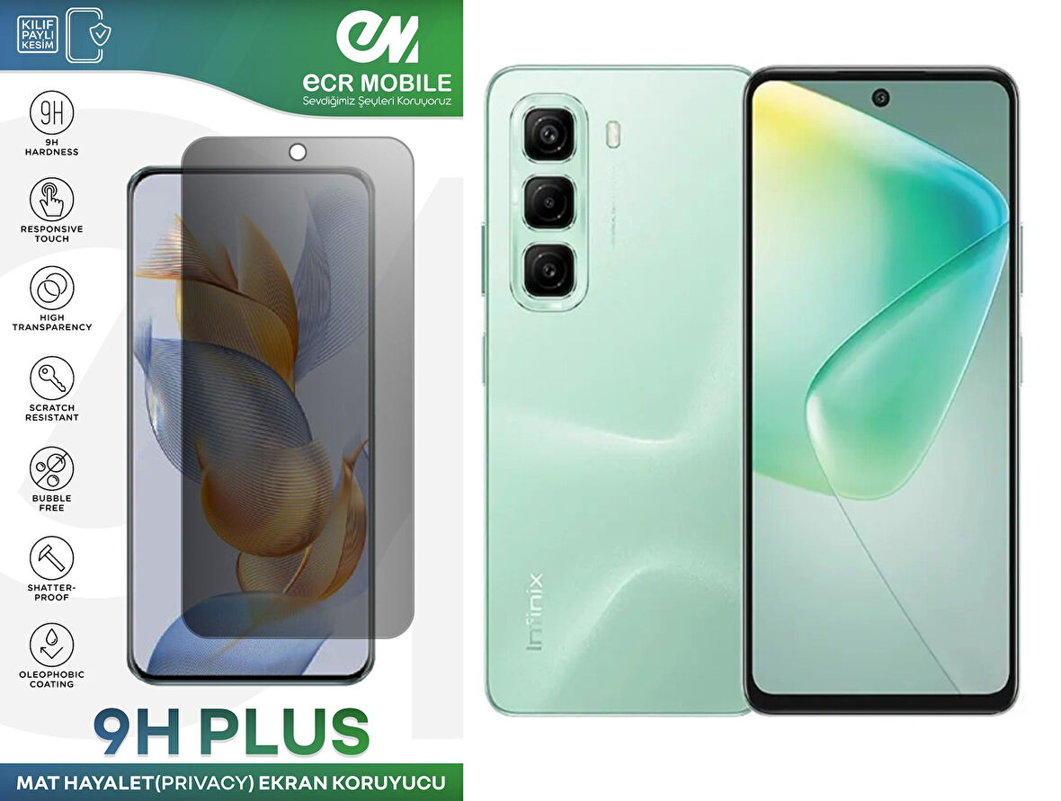 Infinix Hot 50 Pro Ekran Koruyucu Tam Uyumlu 9H Esnek Nano Kırılmayan MAT HAYALET(Privacy)