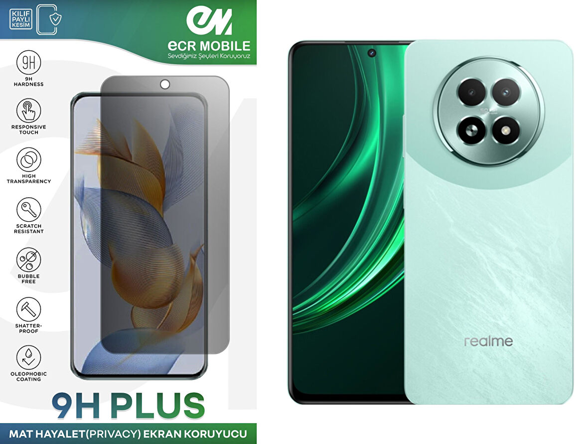 Realme 13 5G Ekran Koruyucu Tam Uyumlu 9H Esnek Nano Kırılmayan MAT HAYALET(Privacy)
