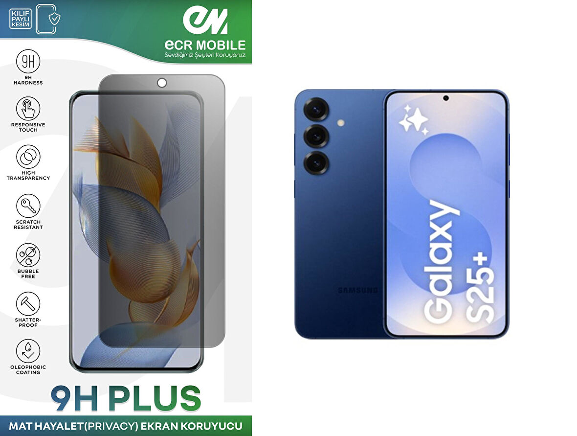 Samsung Galaxy S25 Plus Ekran Koruyucu Tam Uyumlu 9H Esnek Nano Kırılmayan MAT HAYALET(Privacy)