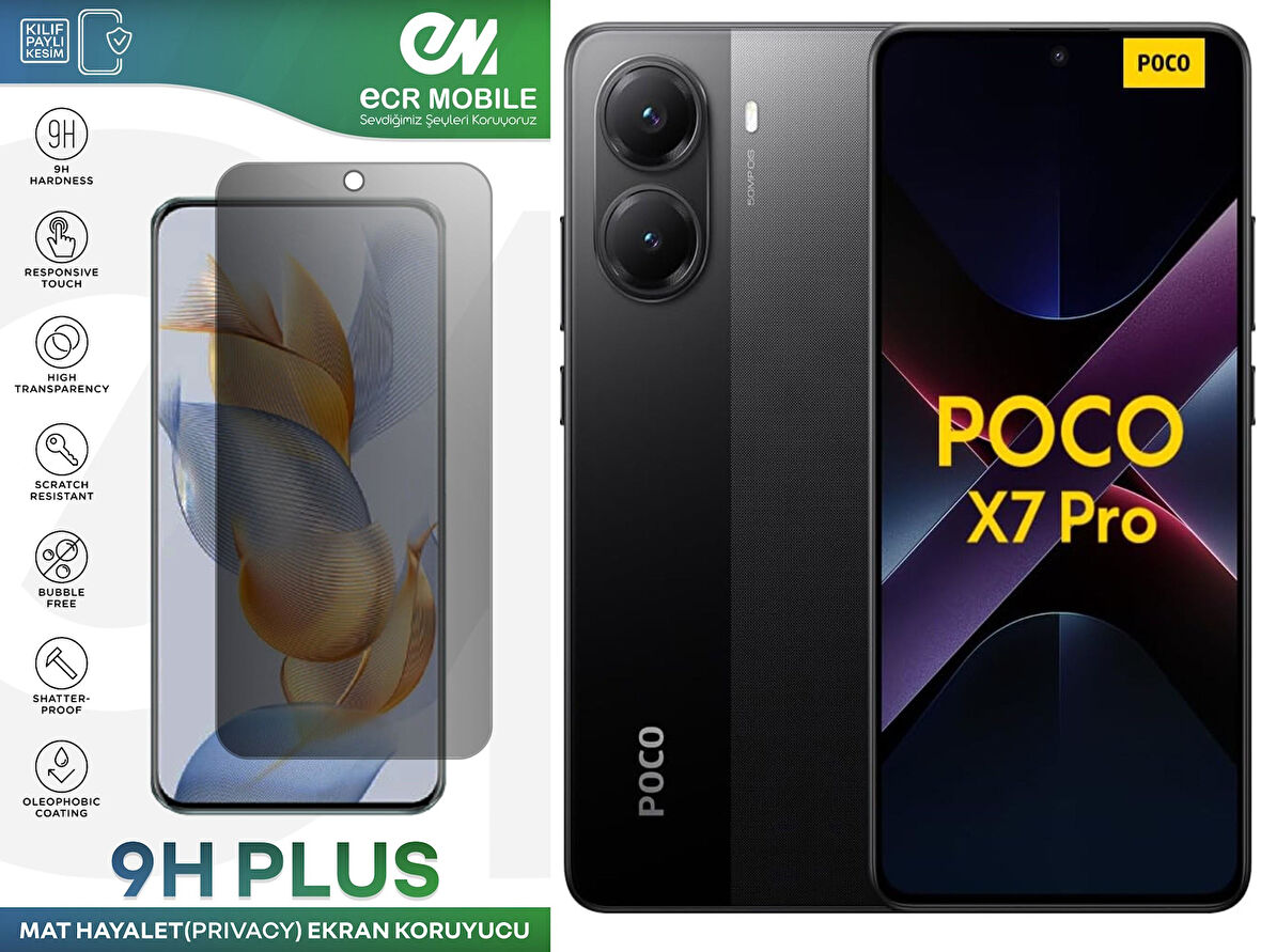 Poco X7 Pro Ekran Koruyucu Tam Uyumlu 9H Esnek Nano Kırılmayan MAT HAYALET(Privacy)