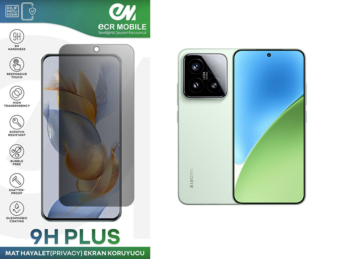 Xiaomi 15 Ekran Koruyucu Tam Uyumlu 9H Esnek Nano Kırılmayan MAT HAYALET(Privacy)