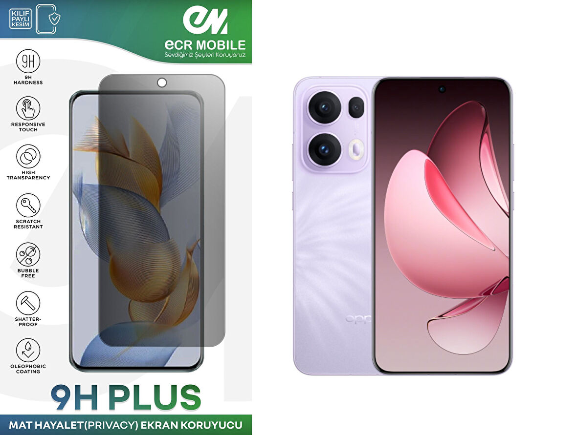 Oppo Reno 13 Pro Ekran Koruyucu Tam Uyumlu 9H Esnek Nano Kırılmayan MAT HAYALET(Privacy)