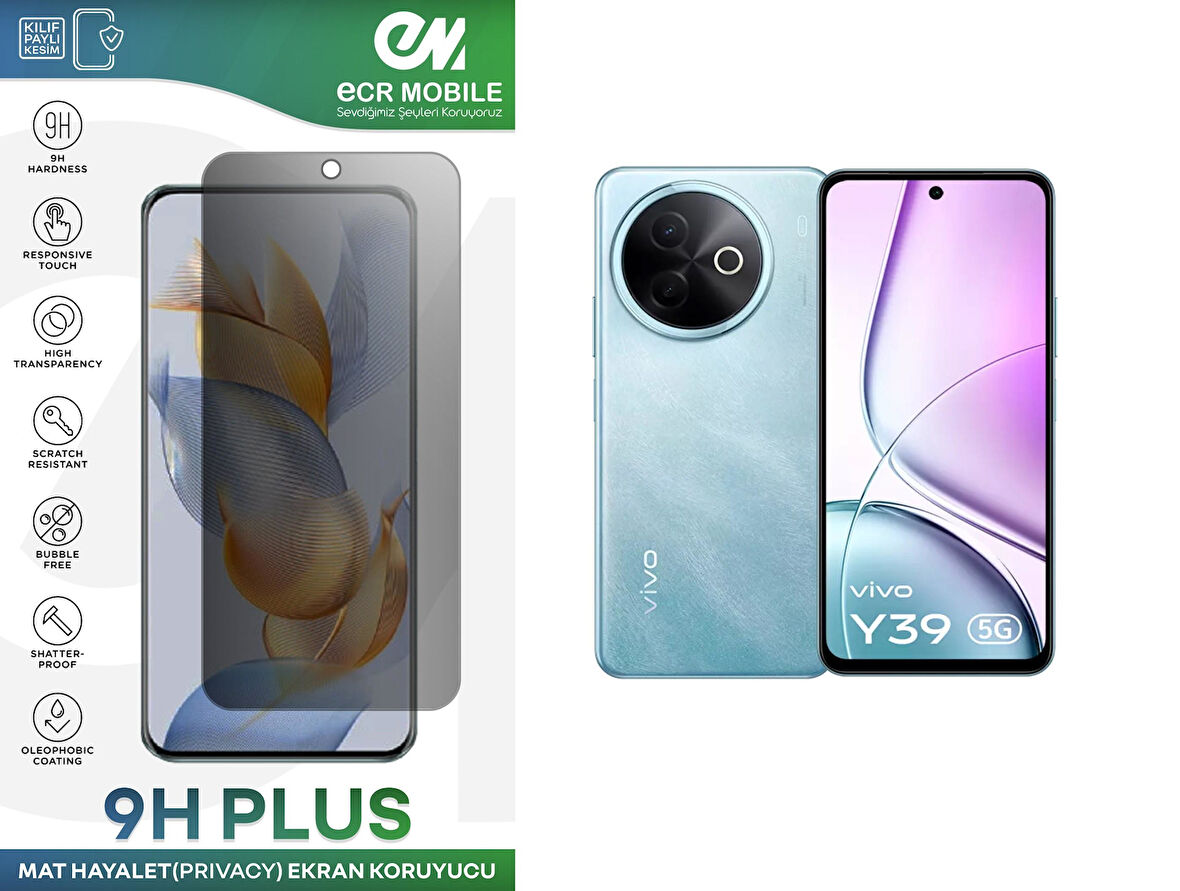 Vivo Y39 Ekran Koruyucu Tam Uyumlu 9H Esnek Nano Kırılmayan MAT HAYALET(Privacy)