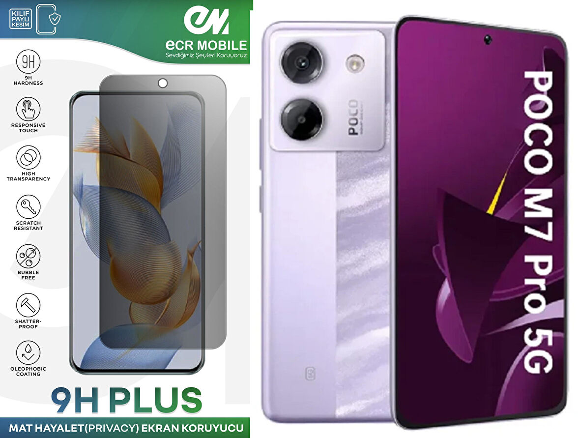 Poco M7 Pro Ekran Koruyucu Tam Uyumlu 9H Esnek Nano Kırılmayan MAT HAYALET(Privacy)