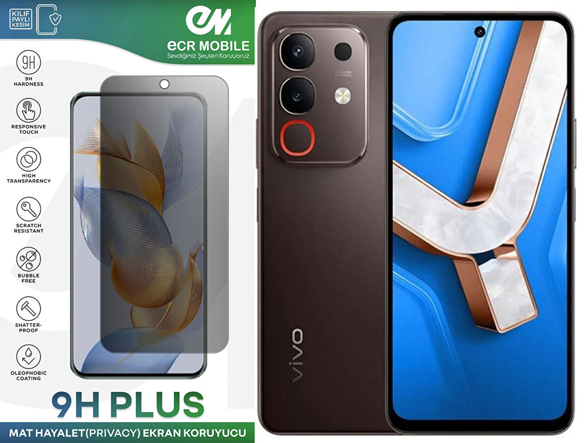 Vivo Y29 4G ile Uyumlu HAYALET(Privacy) 9H Esnek Nano Kırılmayan Ekran Koruyucu