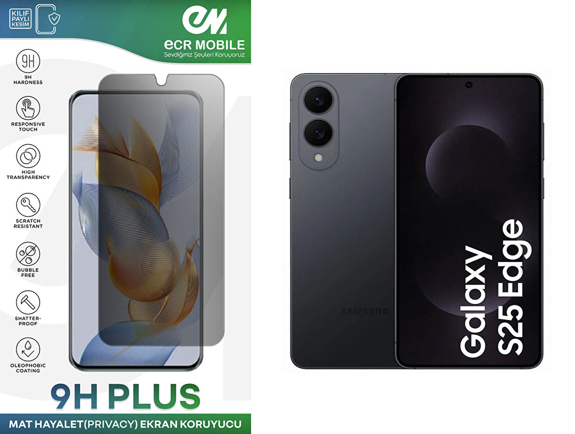 Samsung Galaxy S25 Edge ile Uyumlu HAYALET(Privacy) 9H Esnek Nano Kırılmayan Ekran Koruyucu