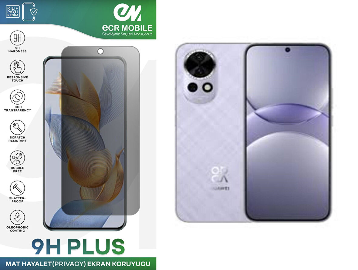 Huawei Nova 13 Ekran Koruyucu Tam Uyumlu 9H Esnek Nano Kırılmayan MAT HAYALET(Privacy)