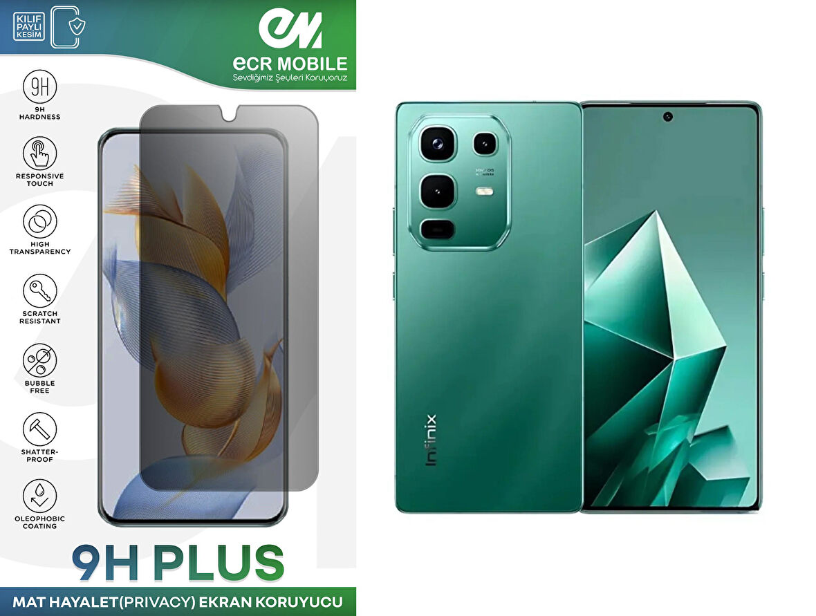 Infinix Note 50 ile Uyumlu Ekran Koruyucu 9H Esnek Nano Kırılmayan MAT HAYALET(Privacy)