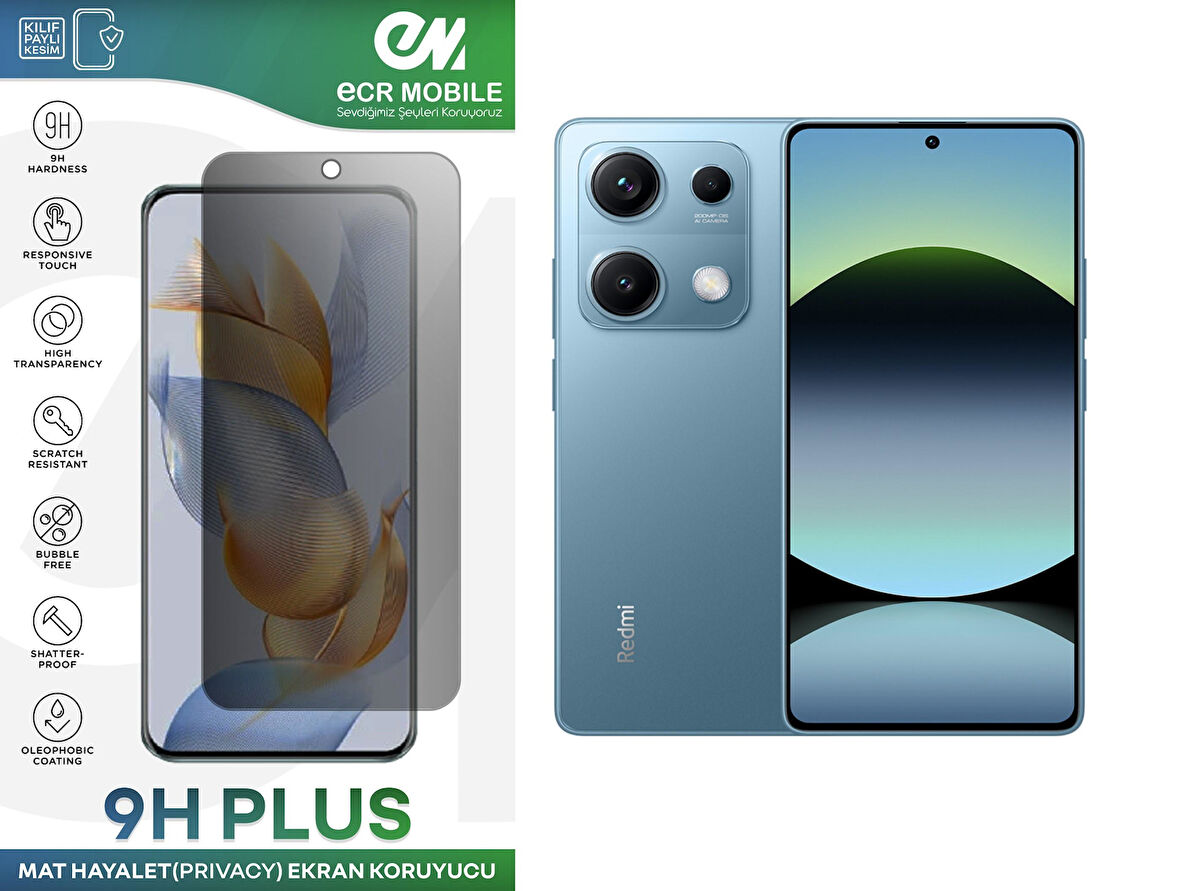 Redmi Note 14S ile Uyumlu Ekran Koruyucu 9H Esnek Nano Kırılmayan MAT HAYALET(Privacy)