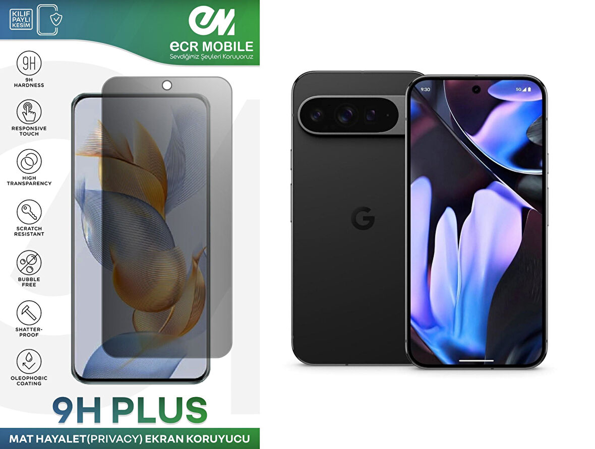 Google Pixel 9 Pro XL ile Uyumlu Ekran Koruyucu 9H Esnek Nano Kırılmayan MAT HAYALET(Privacy)