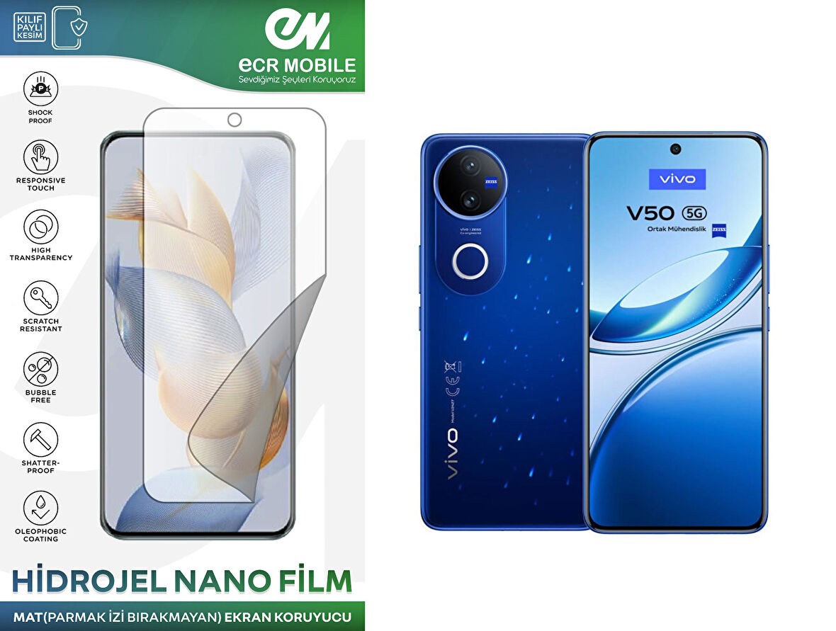 Vivo V50 ile Uyumlu Hidrojel Nano Ekran Koruyucu Film MAT(Tempered Cam Değildir!)