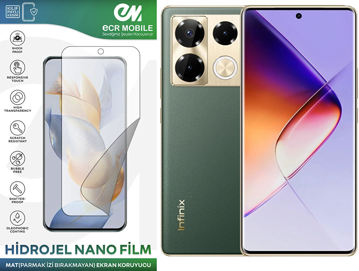 Infinix Note 40 Pro ile Uyumlu Hidrojel Nano Ekran Koruyucu Film MAT(Tempered Cam Değildir!)