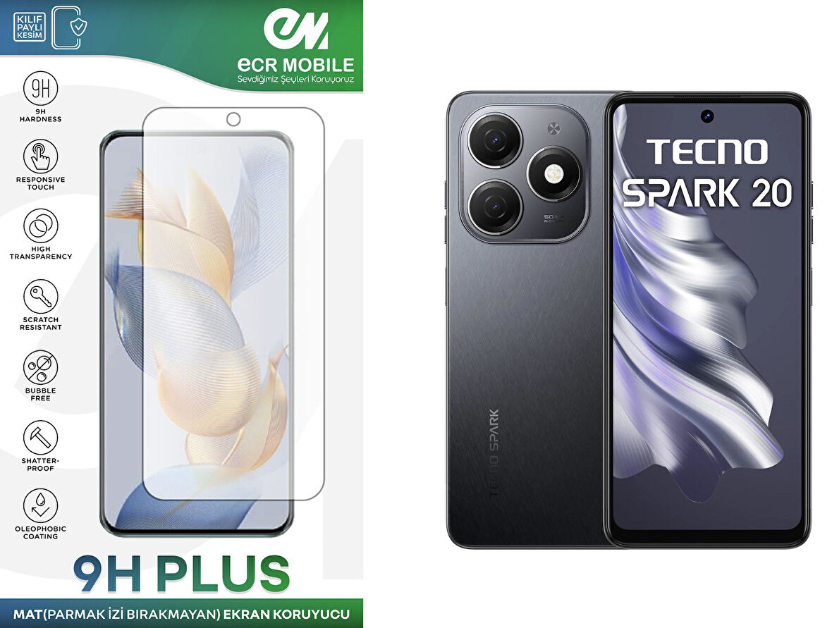 Tecno Spark 20 (KJ5) Ekran Koruyucu MAT Parmak İzi Bırakmayan Uyumlu Esnek Nano Kırılmayan