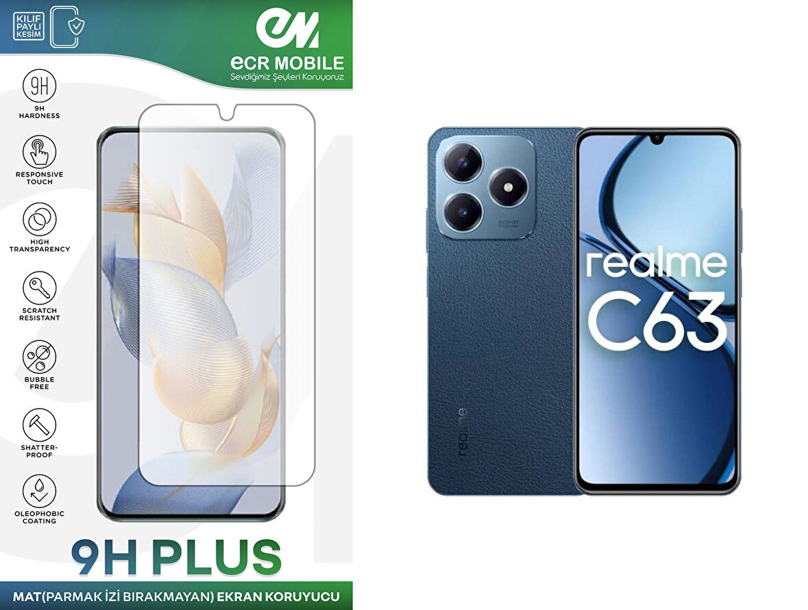 Realme C63 Ekran Koruyucu MAT Parmak İzi Bırakmayan Uyumlu 9H Esnek Nano Kırılmayan