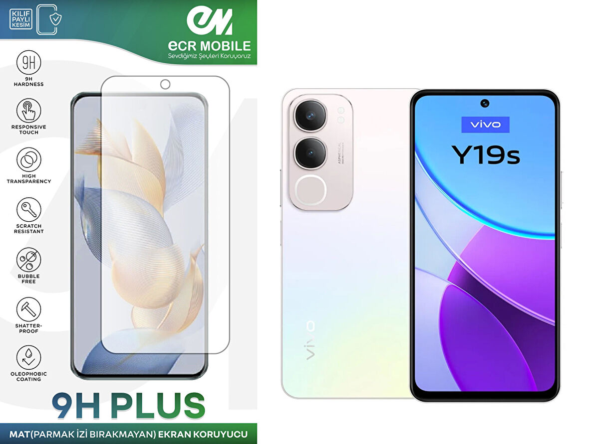 Vivo Y19s Ekran Koruyucu MAT Parmak İzi Bırakmayan Uyumlu 9H Esnek Nano Kırılmayan