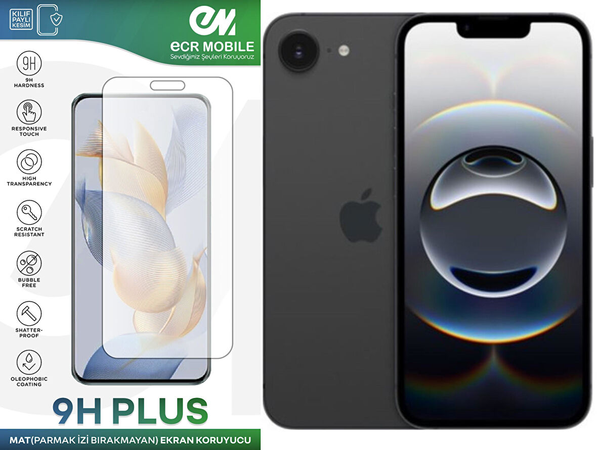 Iphone 16E Ekran Koruyucu MAT Parmak İzi Bırakmayan Uyumlu 9H Esnek Nano Kırılmayan