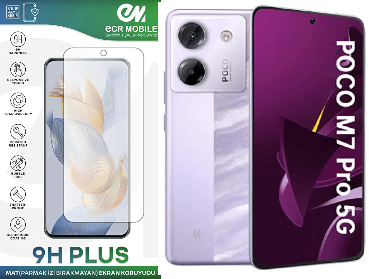 Poco M7 Pro Ekran Koruyucu MAT Parmak İzi Bırakmayan Uyumlu 9H Esnek Nano Kırılmayan