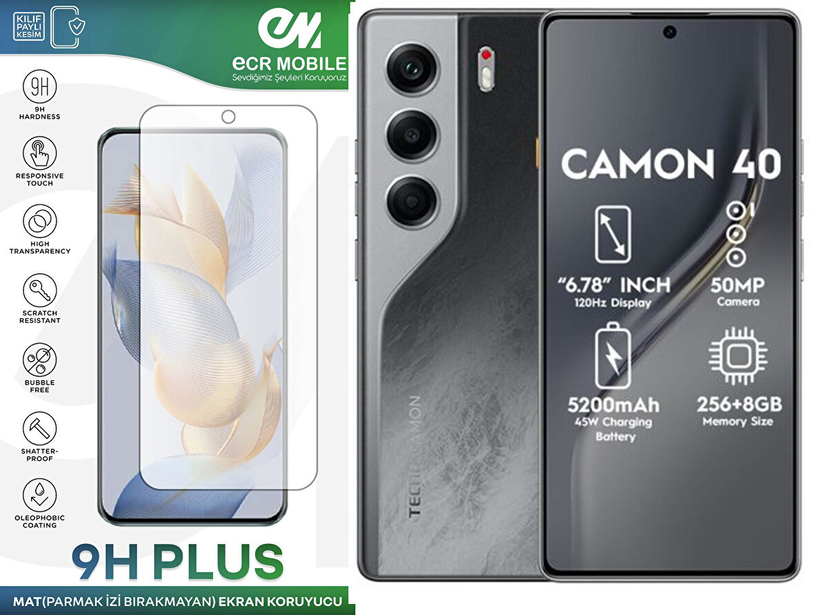 Tecno Camon 40 ile Uyumlu MAT Esnek Nano Kırılmayan Ekran Koruyucu