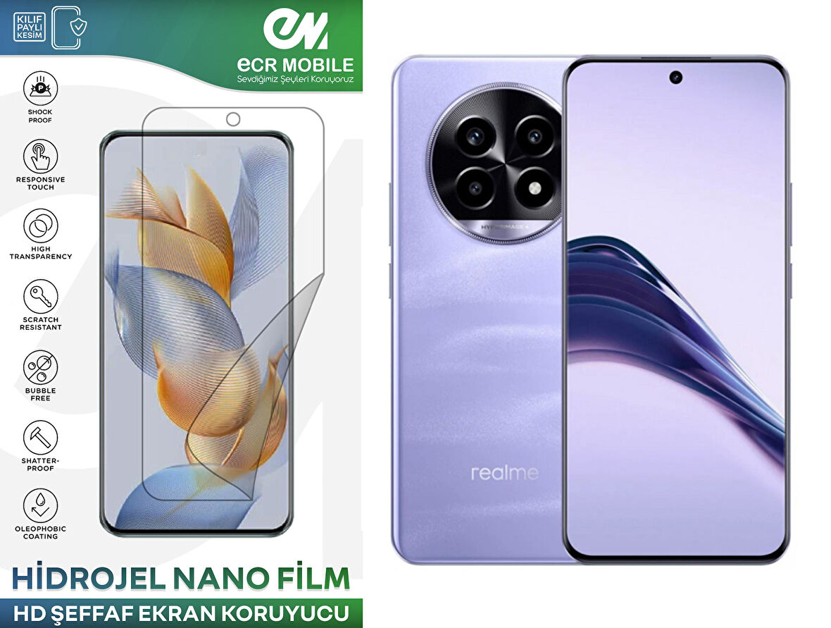 Realme 13 Pro/13 Pro+ ile Uyumlu Hidrojel Ekran Koruyucu Film HD-ŞEFFAF