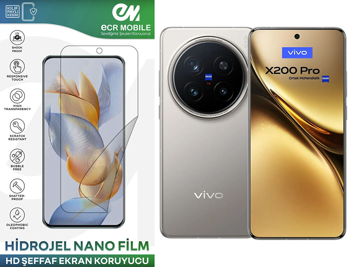 Vivo X200 Pro ile Uyumlu Hidrojel Ekran Koruyucu Film HD-ŞEFFAF(Tempered Cam Değildir!)