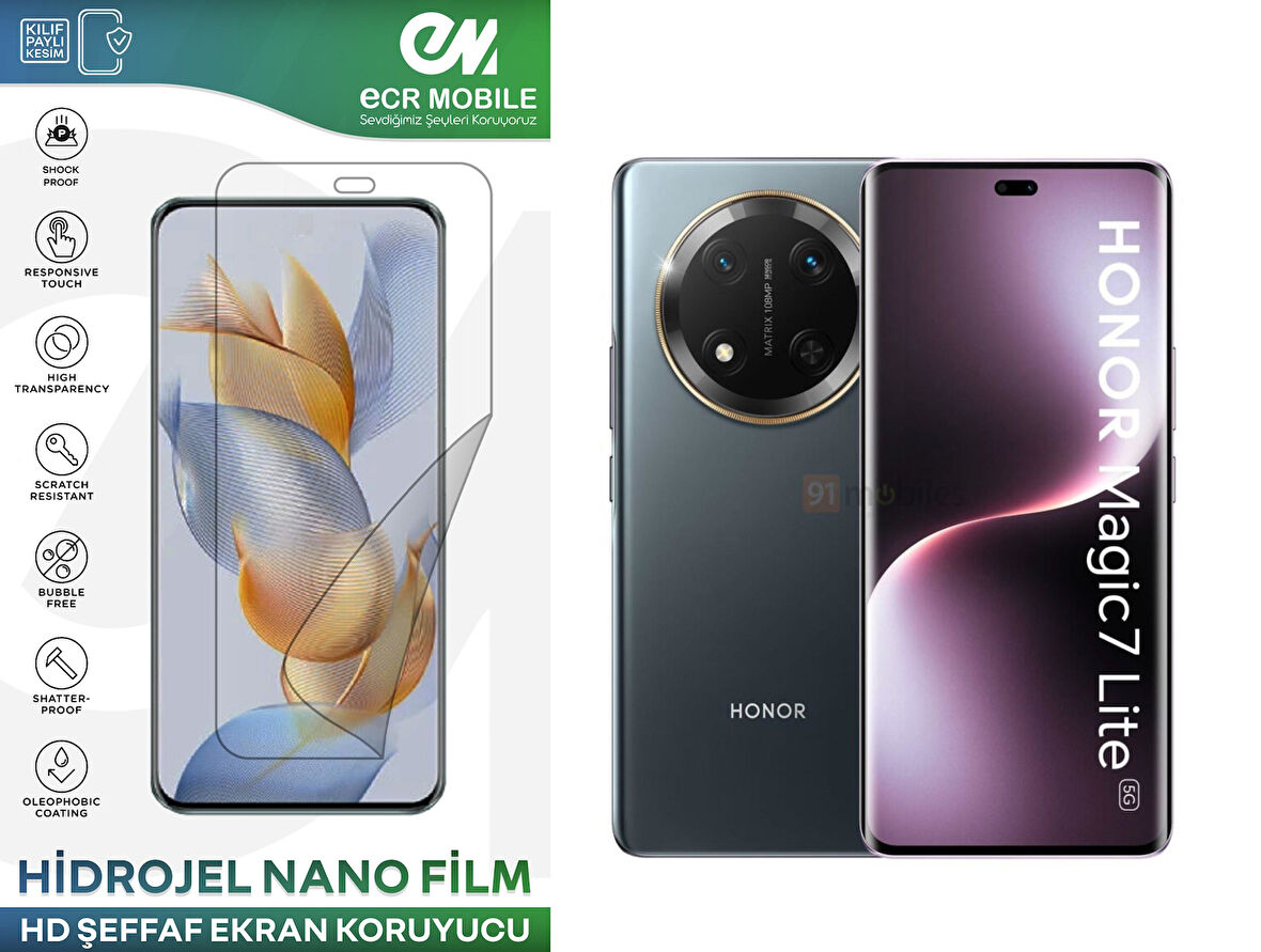 Honor Magic 7 Lite ile Uyumlu Hidrojel Ekran Koruyucu Film HD-ŞEFFAF(Tempered Cam Değildir!)