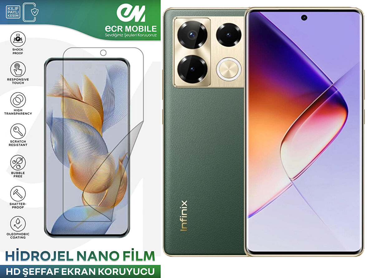 Infinix Note 40 Pro ile Uyumlu Hidrojel Ekran Koruyucu Film HD-ŞEFFAF(Tempered Cam Değildir!)