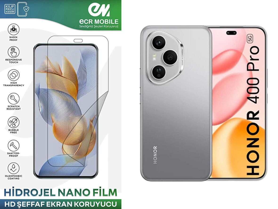 Honor 400 Pro ile Uyumlu Hidrojel Ekran Koruyucu Film HD-ŞEFFAF(Tempered Cam Değildir!)