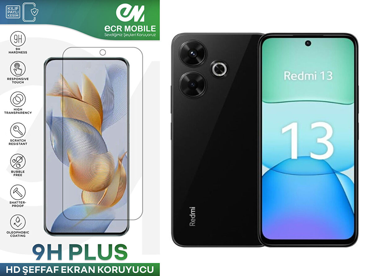 Redmi 13 Ekran Koruyucu 9H Esnek Nano Cam Tam Uyumlu Şeffaf
