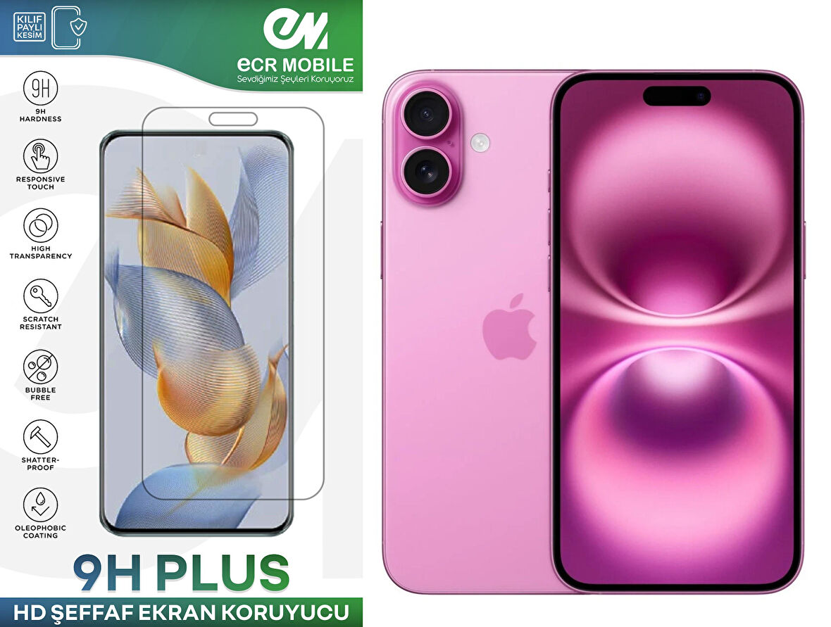Iphone 16 Ekran Koruyucu 9H Esnek Nano Cam Tam Uyumlu Şeffaf