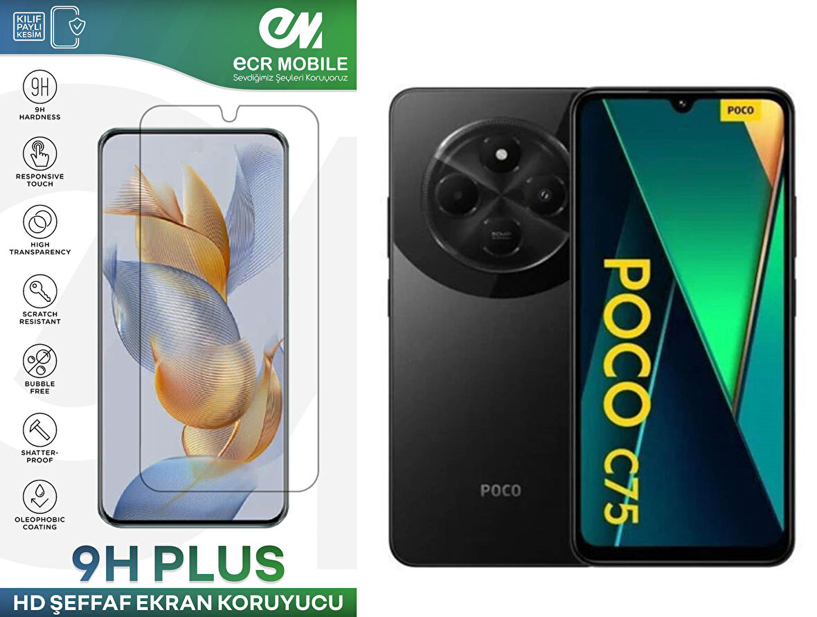 Poco C75 Ekran Koruyucu 9H Esnek Nano Cam Tam Uyumlu Şeffaf