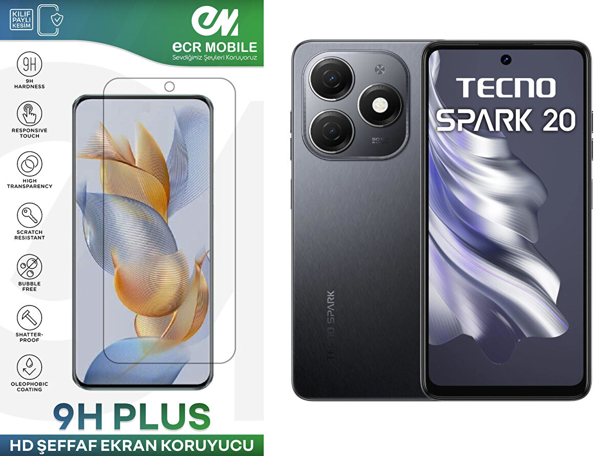 Tecno Spark 20 (KJ5) Ekran Koruyucu 9H Esnek Nano Cam Tam Uyumlu Şeffaf