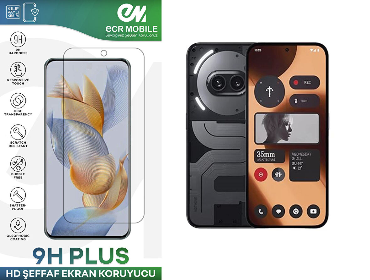 Nothing Phone 2a Plus Ekran Koruyucu 9H Esnek Nano Cam Tam Uyumlu Şeffaf