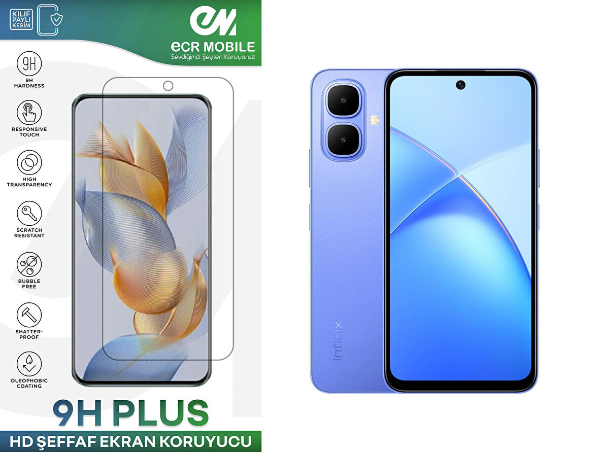 Infinix Smart 10 ile Uyumlu Ekran Koruyucu 9H Esnek Nano Cam Şeffaf
