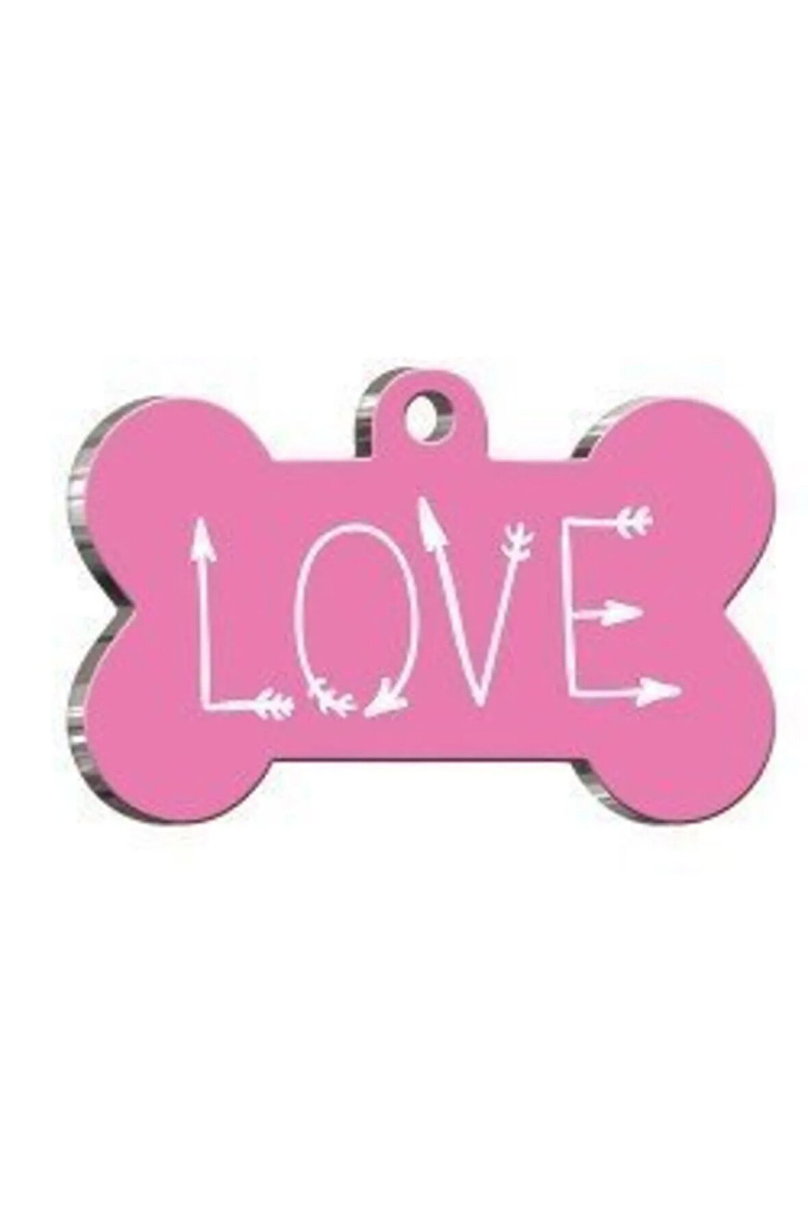 Love Letter Pembe Kedi Köpek Künyesi Medium: 2,6 x 3,8 cm.