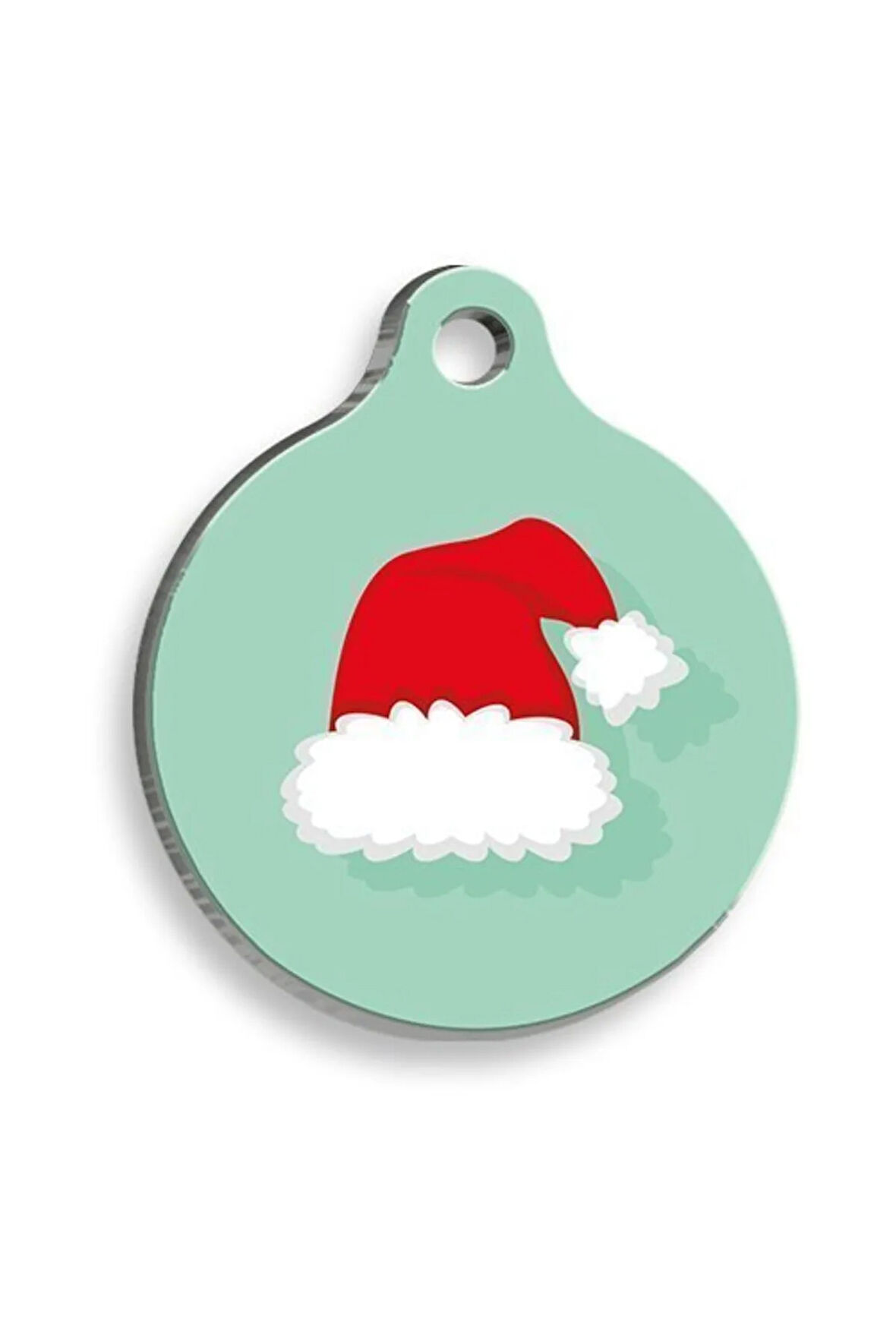 Christmas Serisi Santa Hat Comics Yuvarlak Kedi ve Köpek Künyesi Small: 2,5 cm.