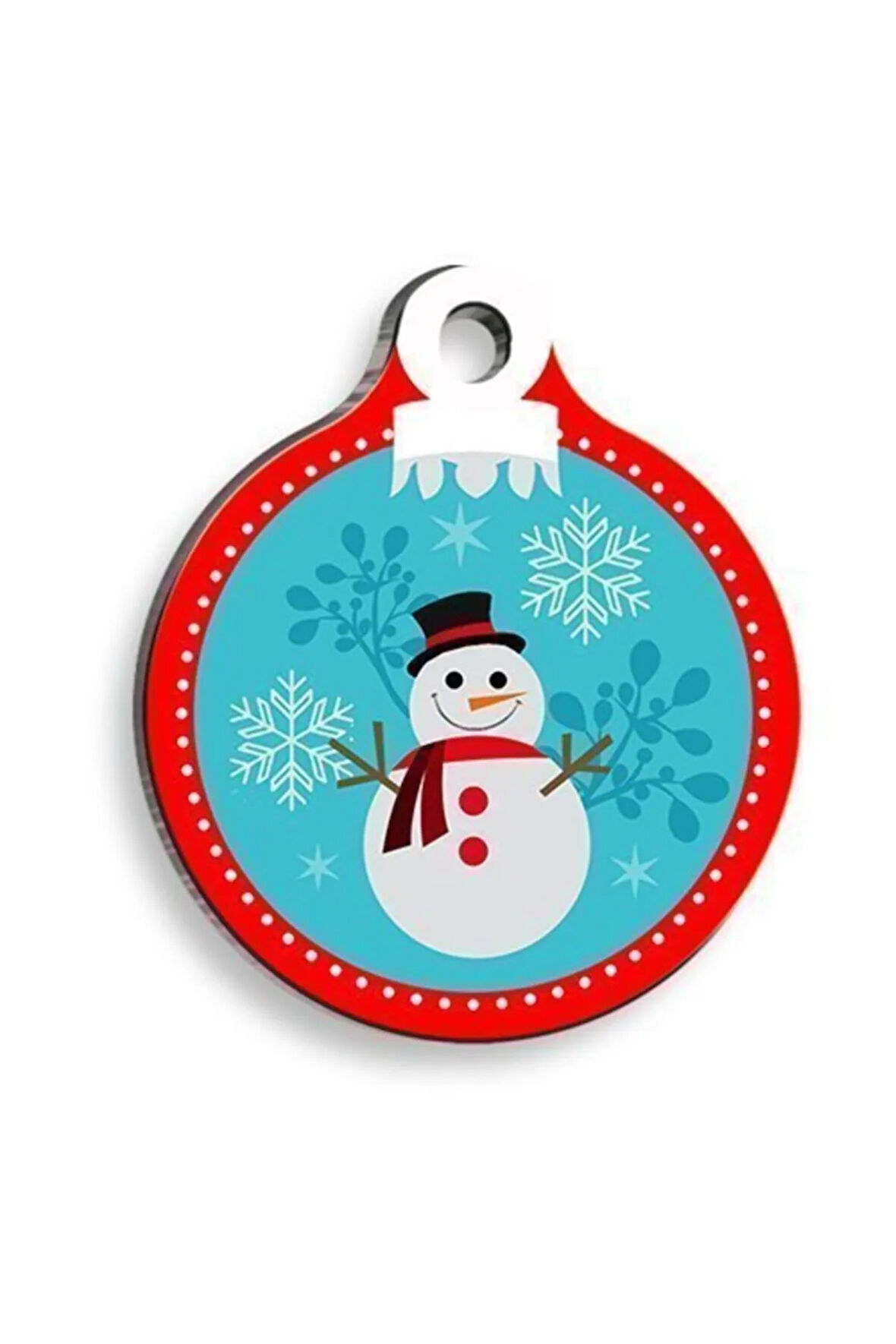 Christmas Serisi Snowman 2 Yuvarlak Kedi ve Köpek Künyesi