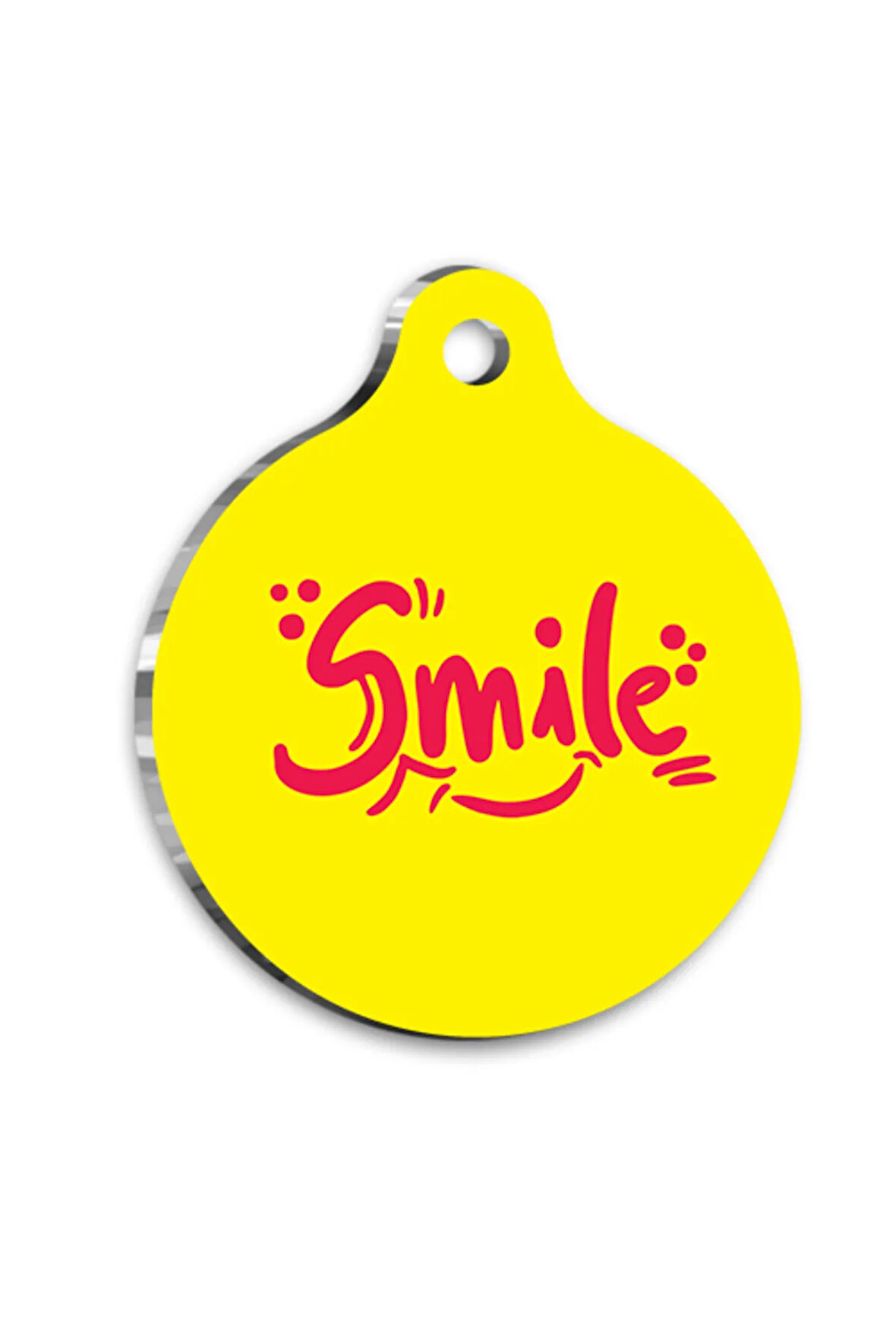 Sarı Smile Kedi Köpek Künyesi Small 2,5 cm