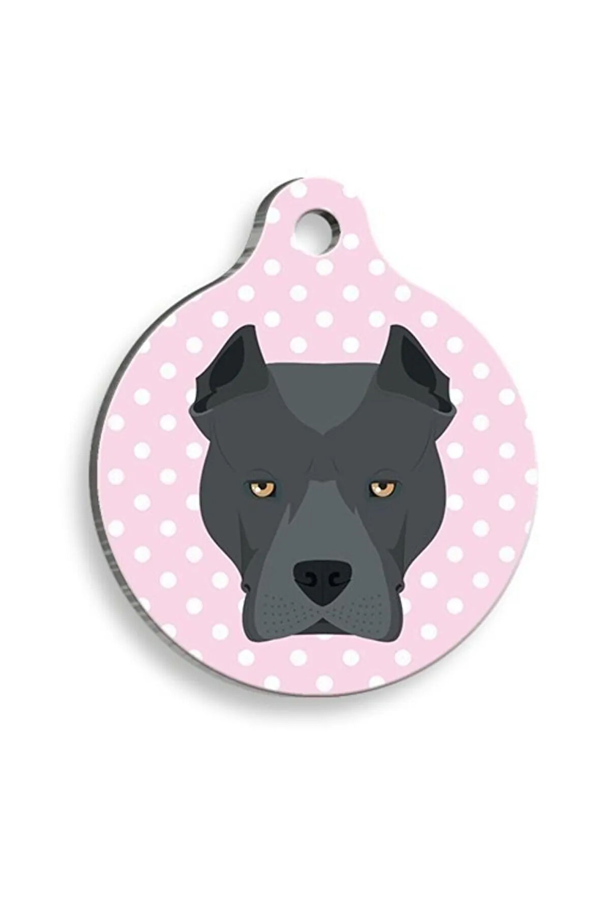 Pembe Puantiyeli Cane Corso Yuvarlak Köpek Künyesi