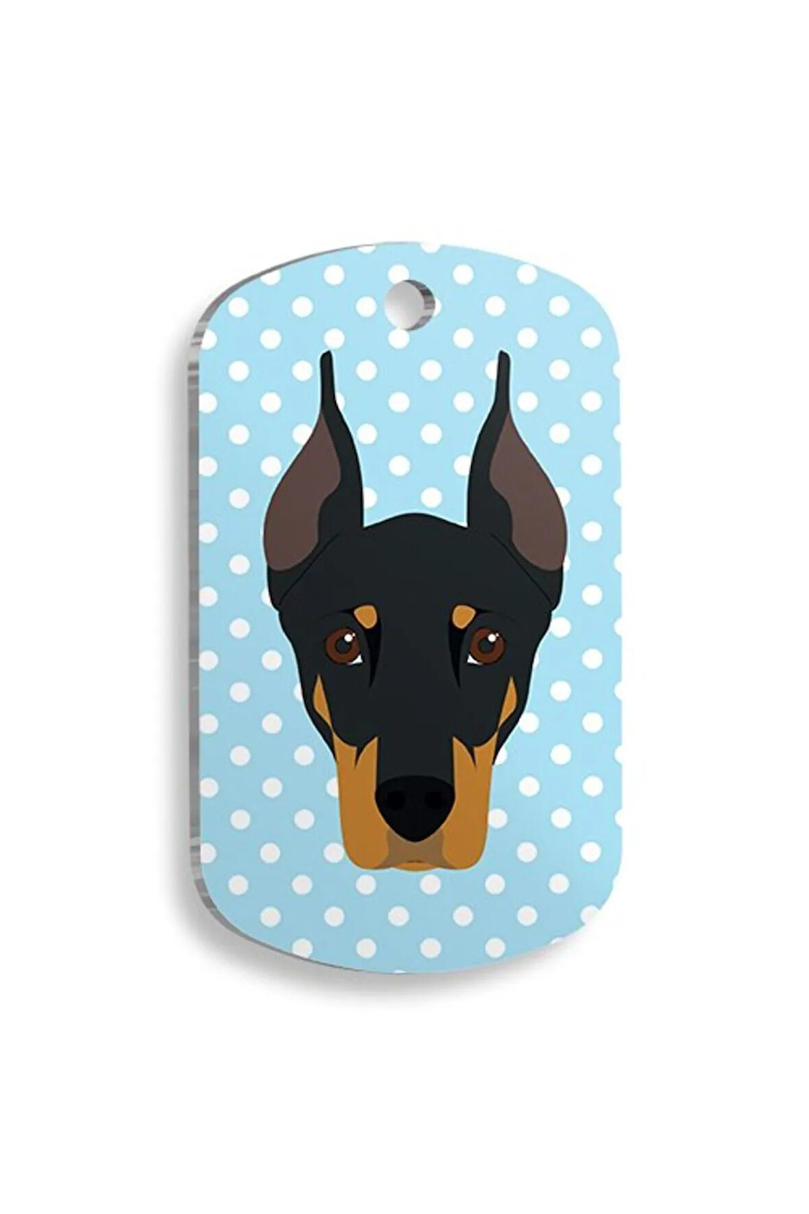 Mavi Puantiyeli Doberman Pinscher Asker Kedi ve Köpek Künyesi
