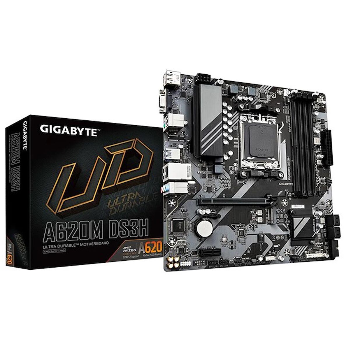 Gigabyte A620M DS3H AMD A620 AM5 DDR5 6400 MHz Gaming Anakart