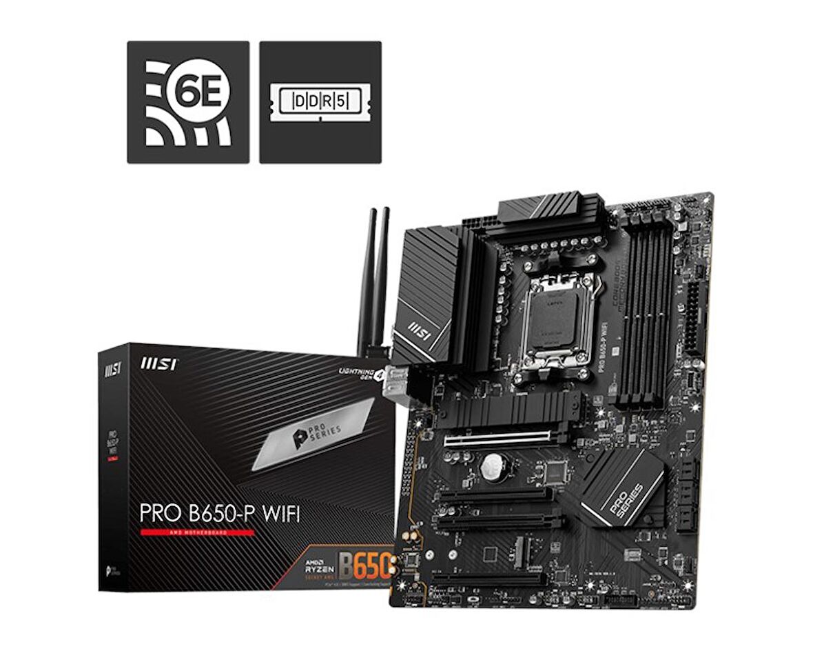 MSI Pro B650-P AMD B650 AM5 DDR5 6400 MHz Gaming Anakart