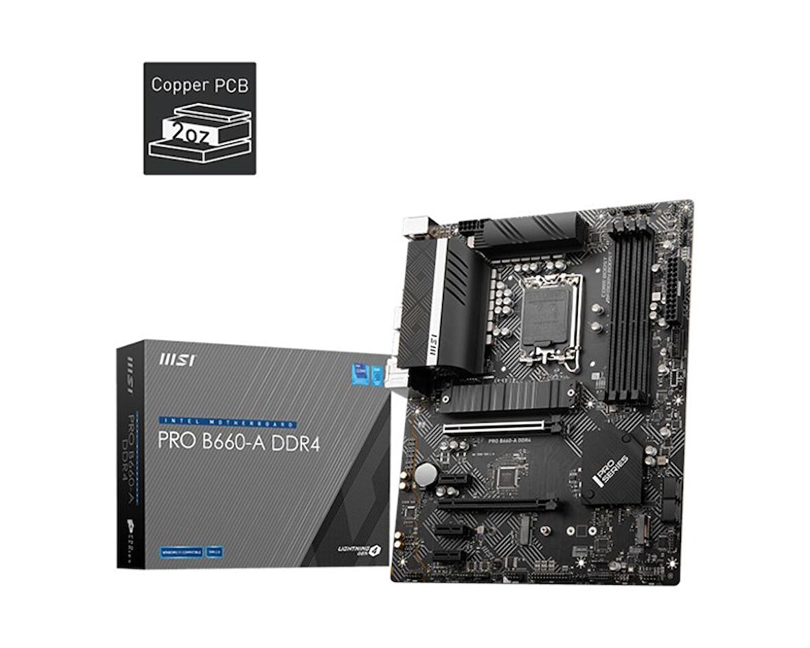 MSI Pro B660-A Intel B660 LGA 1700 DDR4 4800 MHz Masaüstü Anakart