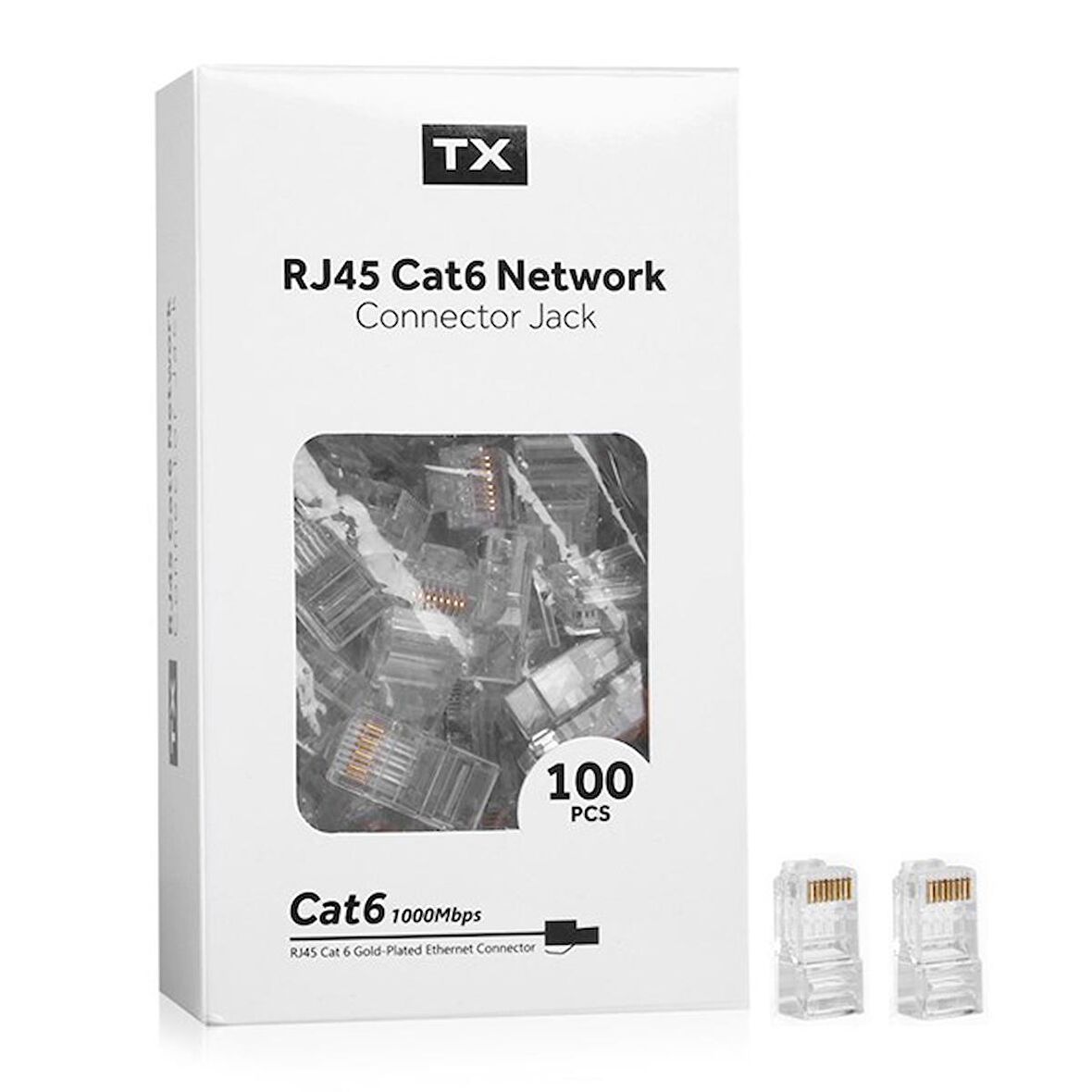 TX TXNTRJ45 Altın Uçlu Cat6 RJ45 100'lü Konnektör
