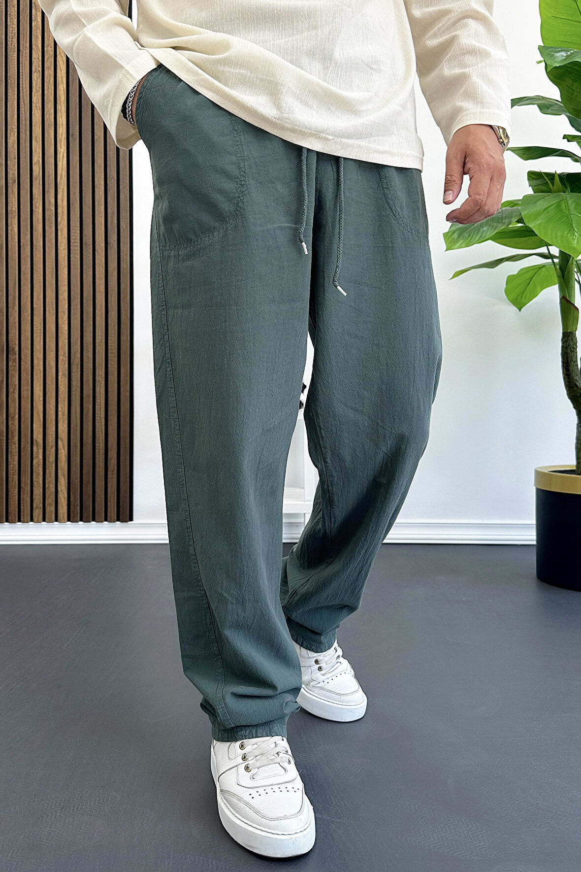 Erkek Baggy Kalıp Pantolon Yeşil Edw130