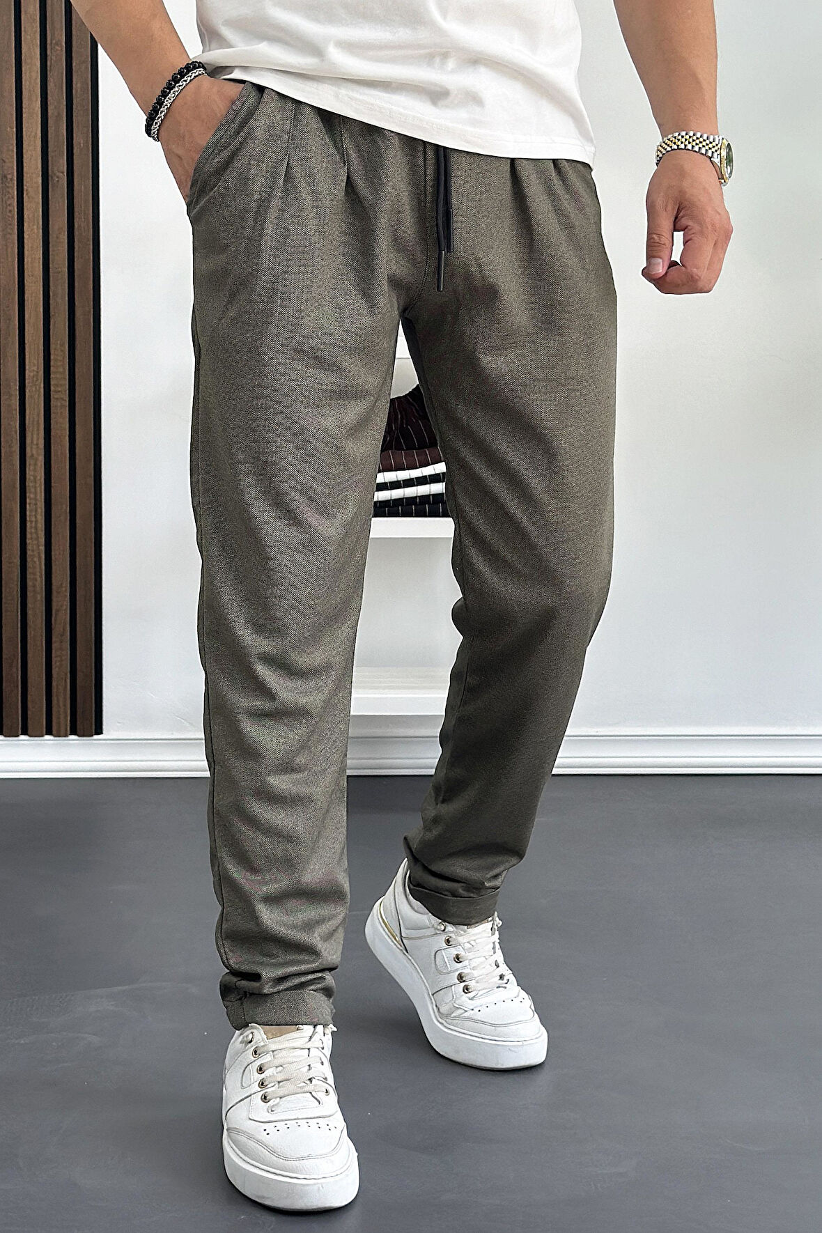 Erkek Beli Lastikli Double Paça Jogger Pantolon  Edw145