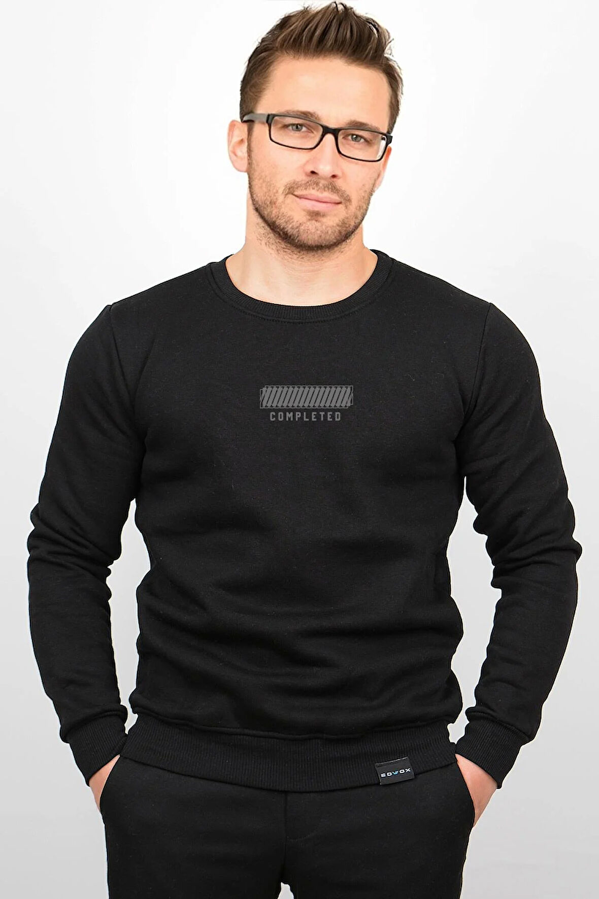 Üç Iplik Şardonlu Baskılı Kapüşonlu Sweatshirt M7 Edw213