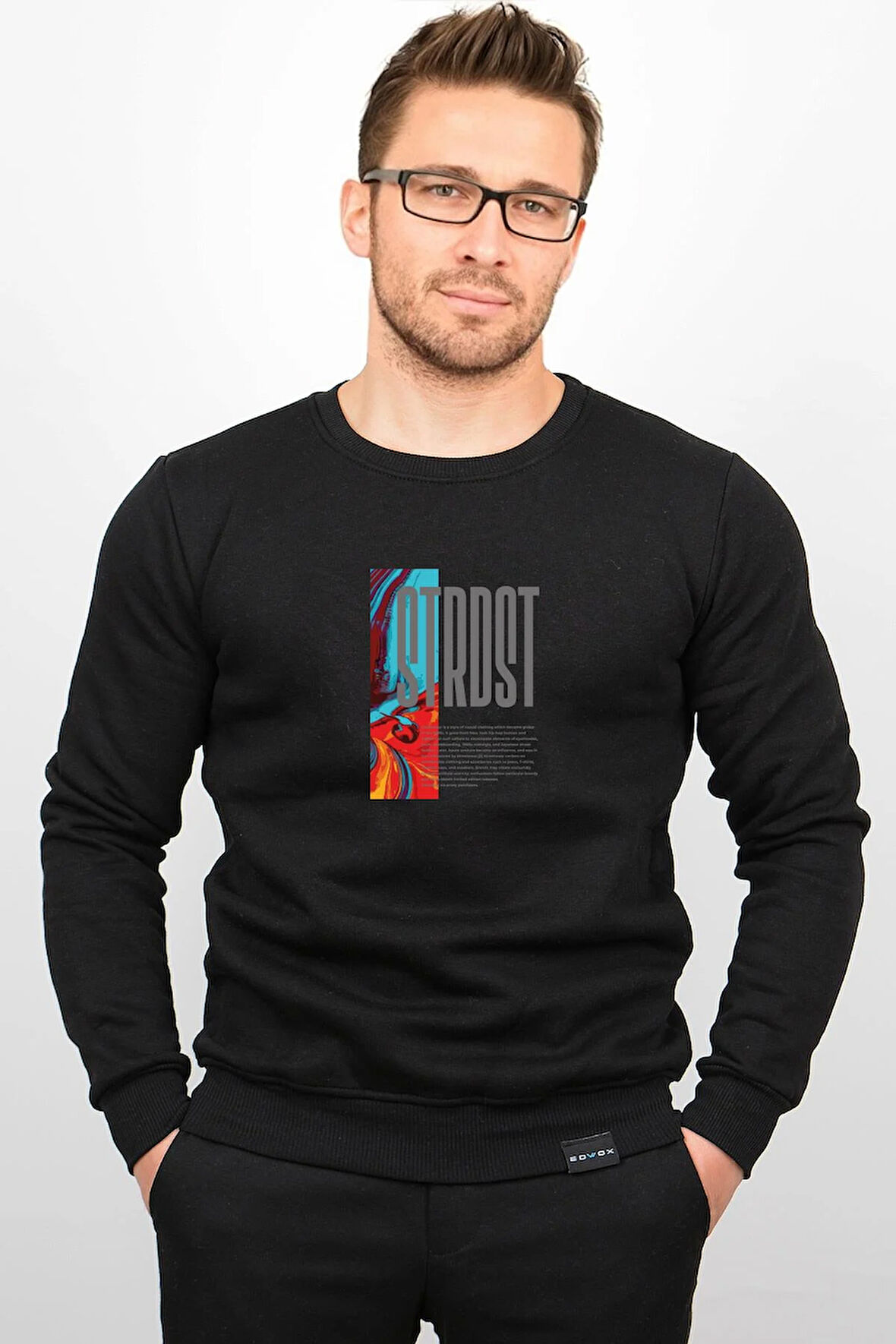 Üç Iplik Şardonlu Baskılı Kapüşonlu Sweatshirt M11 Edw213