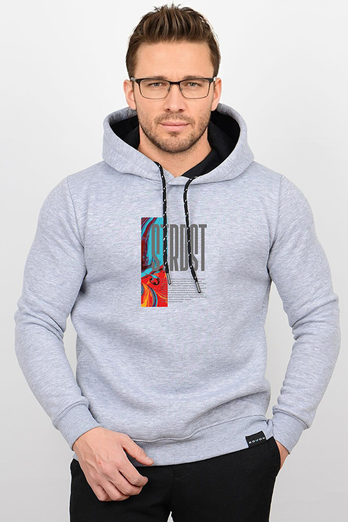 Üç Iplik Şardonlu Baskılı Kapüşonlu Sweatshirt K4 Edw213K