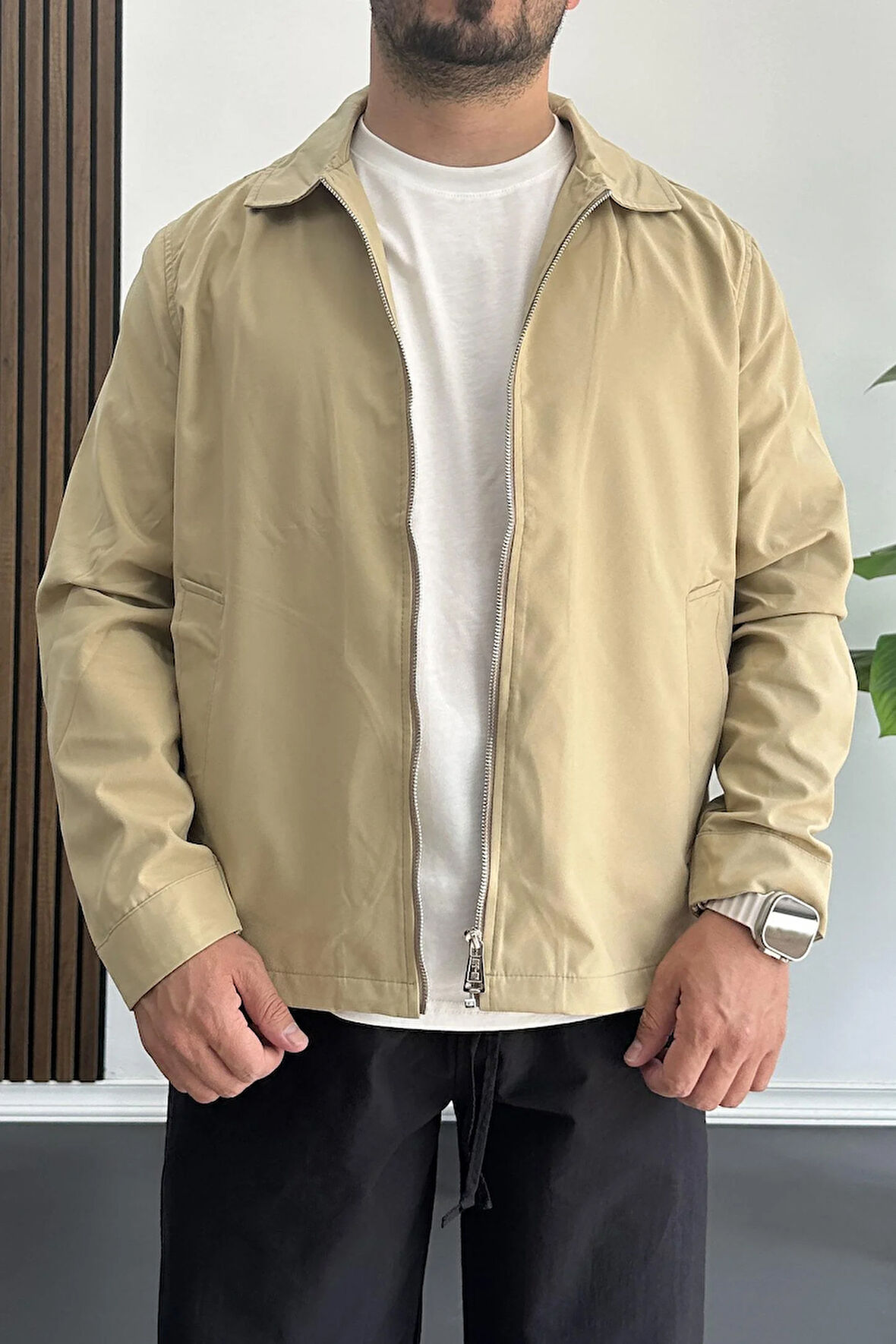 Erkek Oversize Trenç Ceket Mevsimlik Kahverengi Edw360