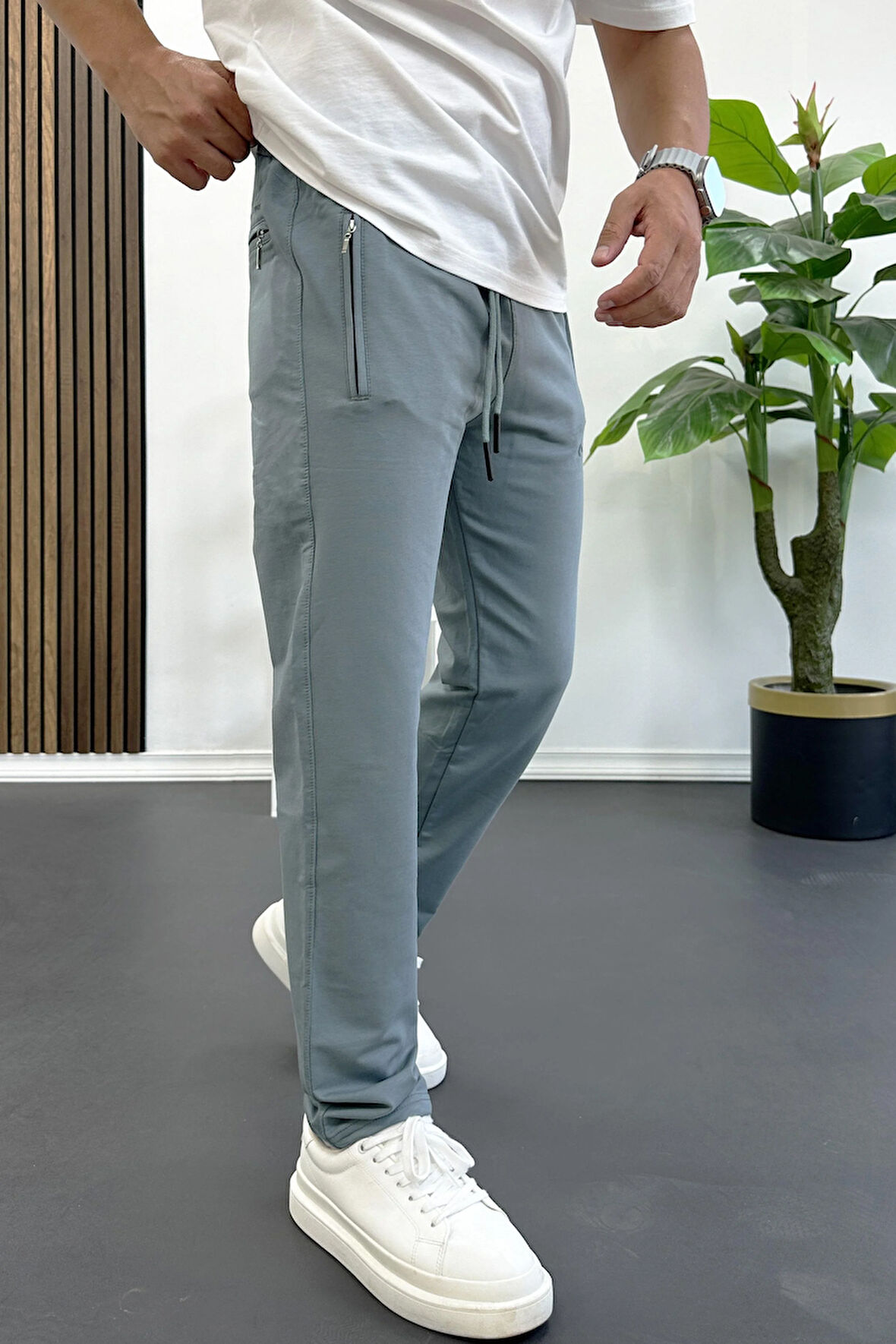 Erkek Regular Fit Düz Paça Eşofman Altı Mavi Edw405